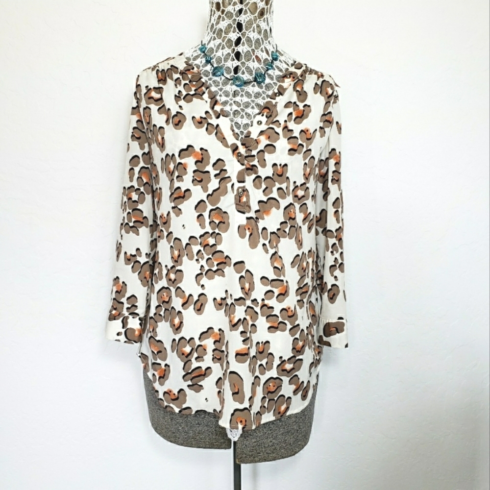 Vintage 80's Cheetah Print Button Down Shirt Blouse